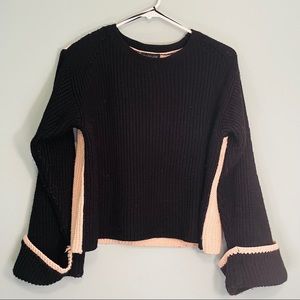 Topshop bell sleeve black color block knit whimsy sweater!